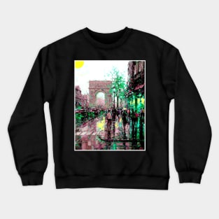 Paris Arc de Triomphe After The Rain Street Scene Print Crewneck Sweatshirt